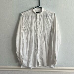Zara slim fit button down dress shirt band collar (hidden buttons)
